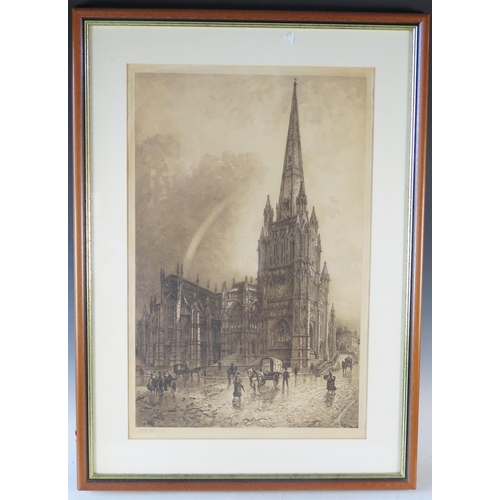 1359 - Charles Bird, St. Mary Redcliffe Bristol, pencil signed engraving published by Frost & Reed, Bristol... 