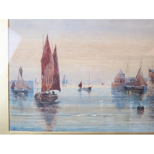 1376 - Henry Williams, 'Return of the Fishing Fleet' signed, undated, 20x 20cm framed and glazed.