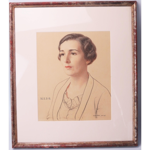 1380 - Maurice Clarke, (1875-?) Portrait of a Lady, half length, pencil study, signed and dated June 1937, ... 