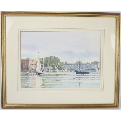 1390 - Ray Balkwill (b.1948) 'High Water at Topsham', Watercolour,  
pencil signed with artist's label vers... 