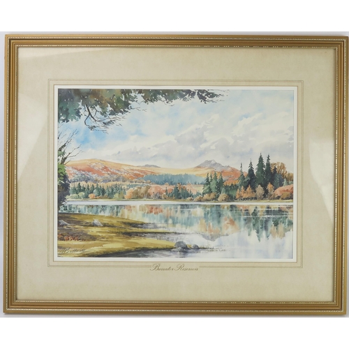 1391 - Ray Balkwill (Exmouth artist), Burrator Reservoir, watercolour, 53x43cm including glazed frame