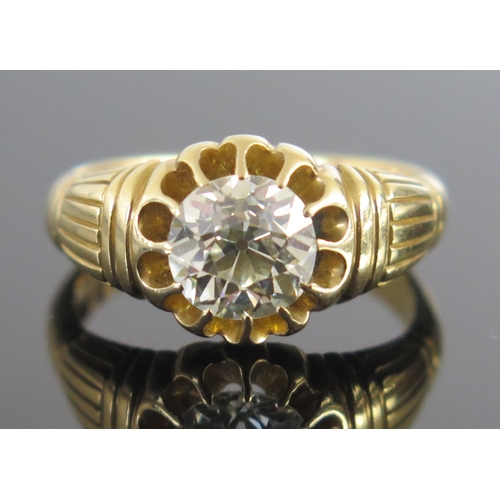 A Fine Victorian Gent's 18ct Gold and Diamond Solitaire Ring, the c. 7.3mm diamond estimated at 1.5ct, Birmingham 1888, maker CE&FD Constantine and Floyd, the stone estimated at Vvs2 and F, size P, 8.4g