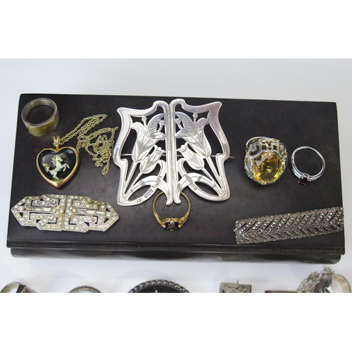 214 - A Selection of Silver and other Costume Jewellery in a Bakelite box