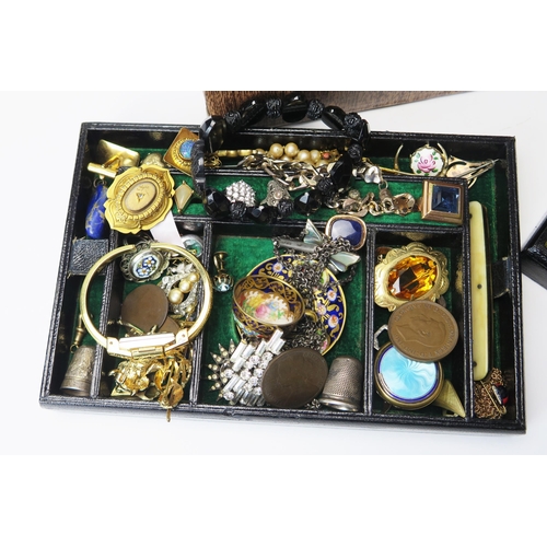 229 - A Jewellery Box and Contents of Costume Jewellery, etc.