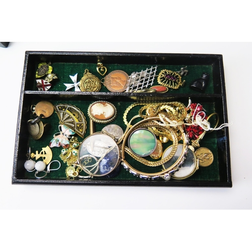 229 - A Jewellery Box and Contents of Costume Jewellery, etc.