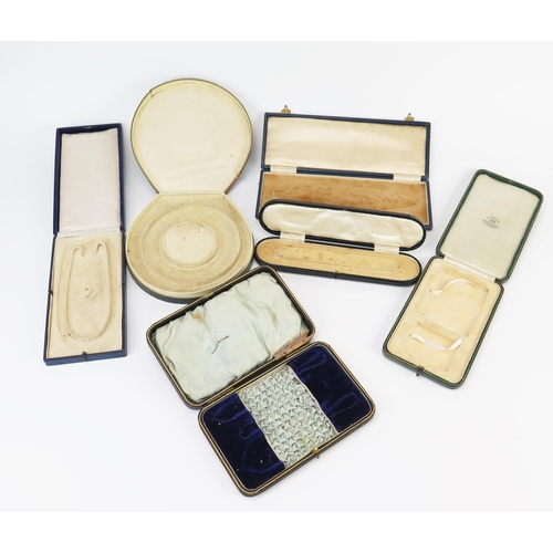 269 - A Four Antique and Mid 20th Century Fitted Necklace Cases,  together with a green leather Mappin and... 