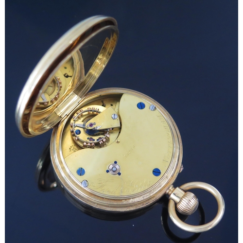 401 - A Large Victorian 18ct Gold Open Dial Keyless Pocket Watch, the 55.5mm case with enamel dial having ... 