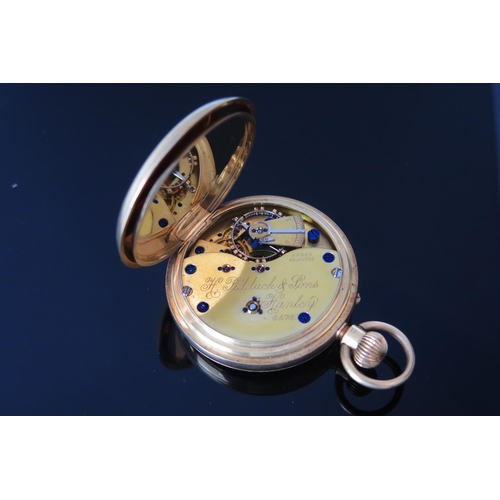 405 - A Victorian 18ct Gold Open Dial Keyless Pocket Watch with push button time set. The 50mm case with h... 