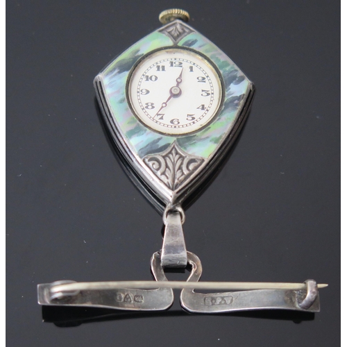 407 - An Art Deco Silver and Enamel Ladies Fob Watch. Needs attention