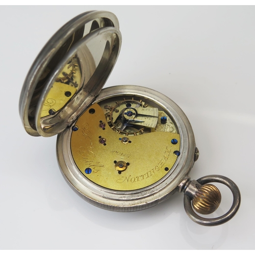 411 - A Victorian Silver Open Dial Keyless Pocket Watch, the 54mm case with enamel dial having Roman numer... 