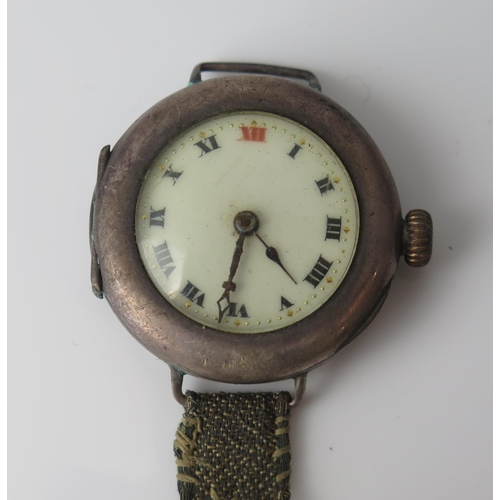 423 - A ROLEX WWI Era Silver Cased Wristwatch, the 29.5mm case numbered 769819 / 6 and with import marks f... 