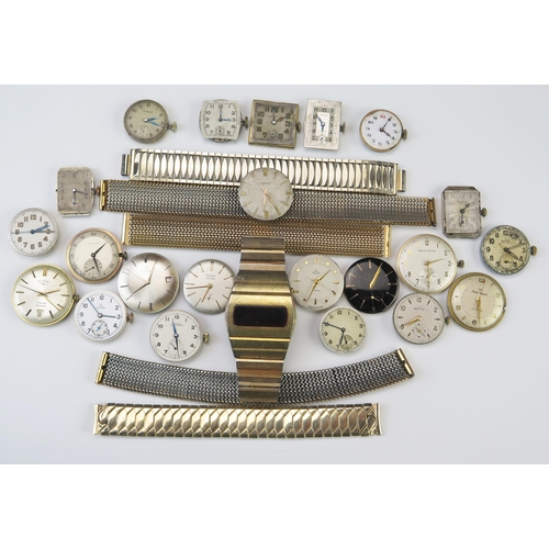 427 - Selection of Wristwatch Movements with dials including CYMA, RECORD, RODANIA, ROTARY, PERFEX, etc.