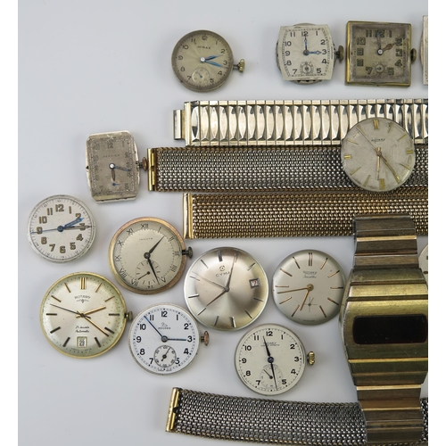 427 - Selection of Wristwatch Movements with dials including CYMA, RECORD, RODANIA, ROTARY, PERFEX, etc.