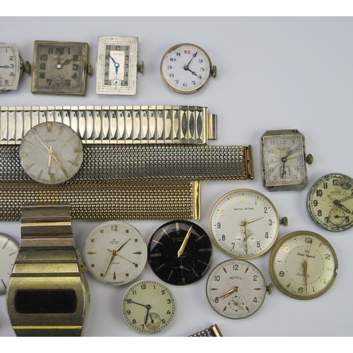 427 - Selection of Wristwatch Movements with dials including CYMA, RECORD, RODANIA, ROTARY, PERFEX, etc.