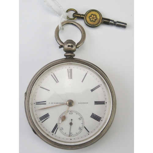 432 - A late Victorian silver cased gents open faced pocket watch,  with 45mm enamel Roman dial with subsi... 