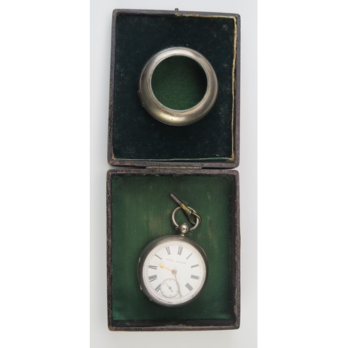 433 - A late Victorian silver cased gents open faced pocket watch, with 44mm enamel Roman dial and subsidi... 