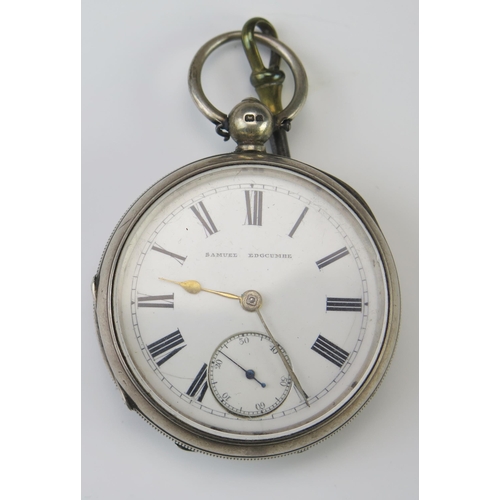 433 - A late Victorian silver cased gents open faced pocket watch, with 44mm enamel Roman dial and subsidi... 