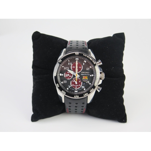 453 - A Seiko Sportura FC Barcelona Chronograph Men's Watch limited edition, boxed. Appears barely worn