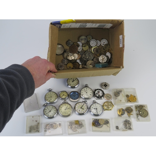 455 - A Selection of Old Pocket watches and wristwatch movements. A/F