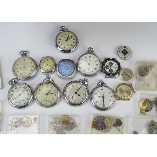 455 - A Selection of Old Pocket watches and wristwatch movements. A/F