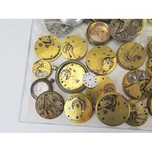 457 - Two trays of Pocket watch Movements, etc.