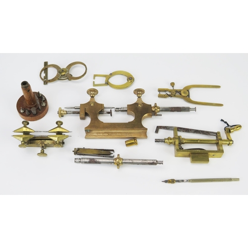 462 - A Jacot Watch Maker's Tool, Jacot plyer shaped, three calipers, depthing tool and small mainspring w... 