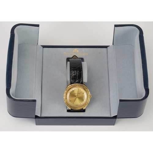 464 - A Maurice Lacroix 18ct Gold Gent's Wristwatch, 34mm diam.,  manual wind and boxed. Running