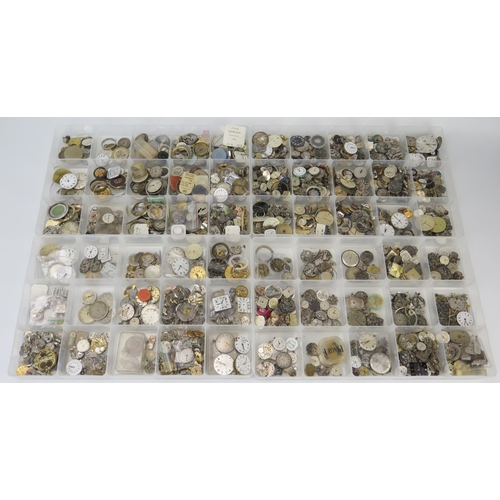 472 - Box Containing Four Trays of Vintage Wristwatch Movements including JaegerLeCoultre, Movado, IWC, Cy... 