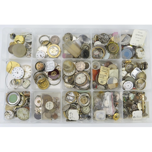 472 - Box Containing Four Trays of Vintage Wristwatch Movements including JaegerLeCoultre, Movado, IWC, Cy... 