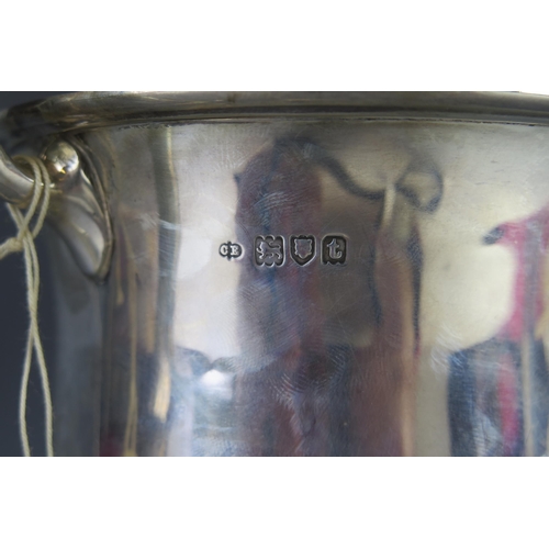 502 - A George V silver twin-handled trophy cup, maker Charles Edwards, London, 1914, inscribed, of ovoid ... 