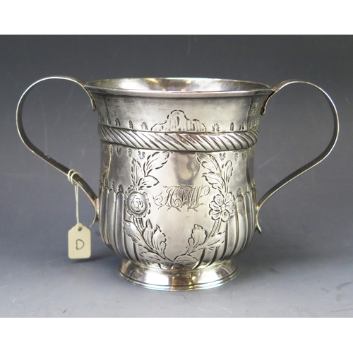 505 - A George III silver loving cup, maker William & James Priest, London, 1771, initialled, with rope tw... 