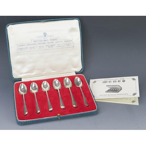 507 - A set of six George V silver Jubilee Hanoverian pattern teaspoons, various assay offices for 1935, c... 