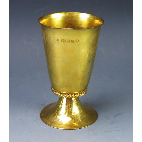 508 - A George V silt gilt goblet, maker William Comyns & Sons Ltd, London, 1935, of cylindrical form with... 