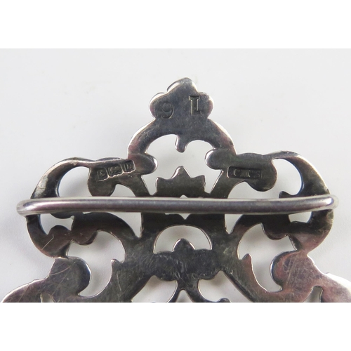 596 - An Edward VII silver two-piece buckle, maker Samuel M Levi, Birmingham, 1901, of cartouche-shaped ou... 