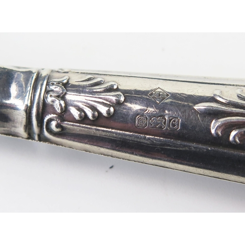 619 - An Elizabeth II silver handled cake slice, with steel blade,  25.5cm long.