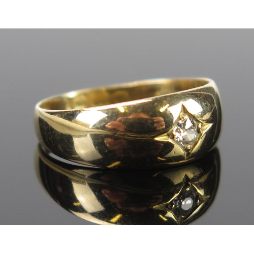 63 - An Antique 18ct Gold and Diamond Gypsy Ring, c. 2.6mm stone, rubbed Birmingham hallmarks, size I.25,... 