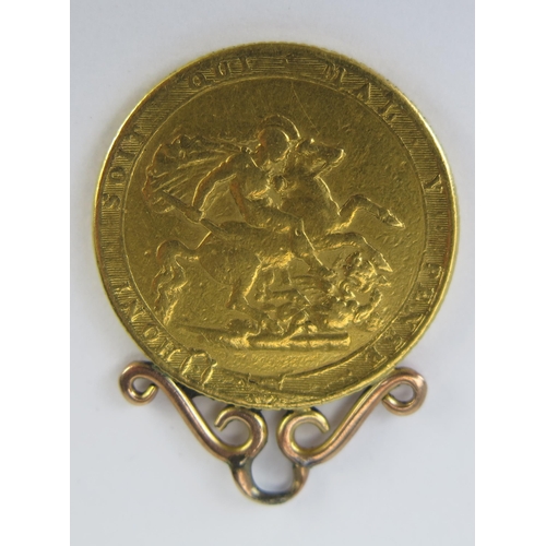 750 - A George III Gold Sovereign 1820, pendant mount, 8.1g