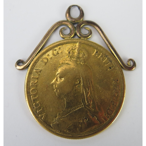 753 - A Victorian Gold £2 Coin with pendant mount, 16.7g