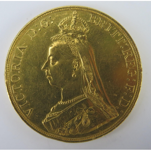 756 - A Victorian Gold £5 1887 Jubilee Head Coin