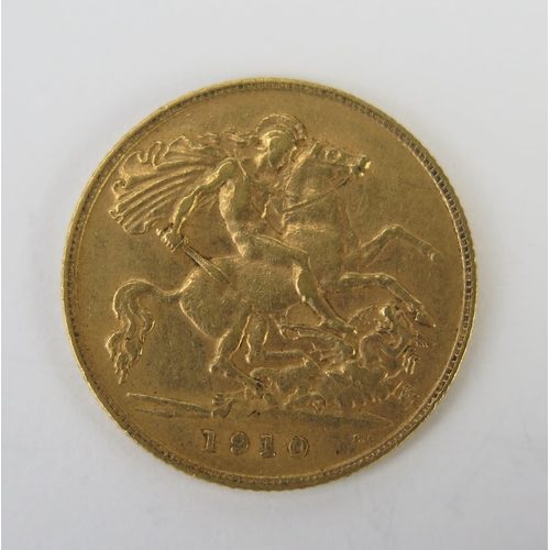 773 - An Edward VII Gold Half Sovereign 1910