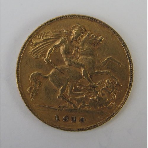 774 - An Edward VII Gold Half Sovereign 1910