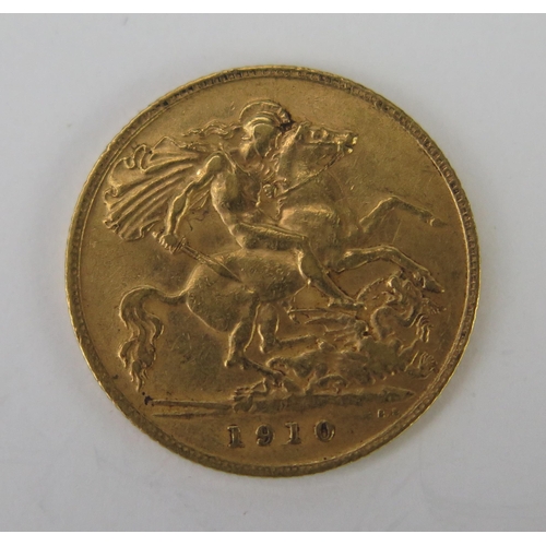 775 - An Edward VII Gold Half Sovereign 1910