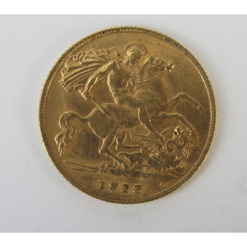 777 - An Edward VII Gold Half Sovereign 1913