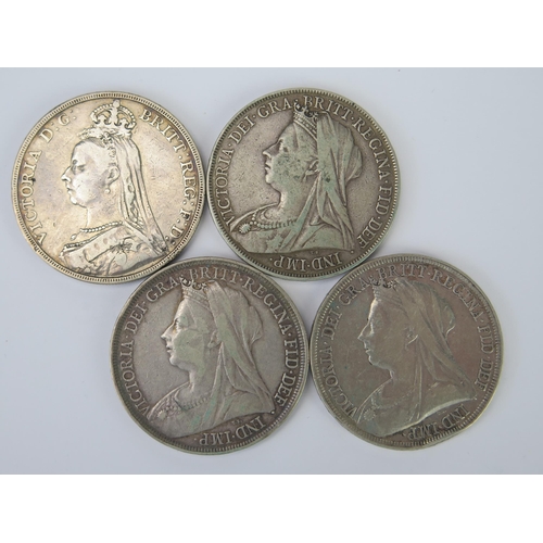 789 - Four Victorian Silver Crowns _ 1892, 1896, 1897 & 1900