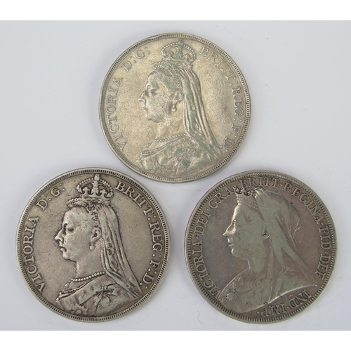 791 - Three Victorian Silver Crowns _ 1891, 1893 & 1893