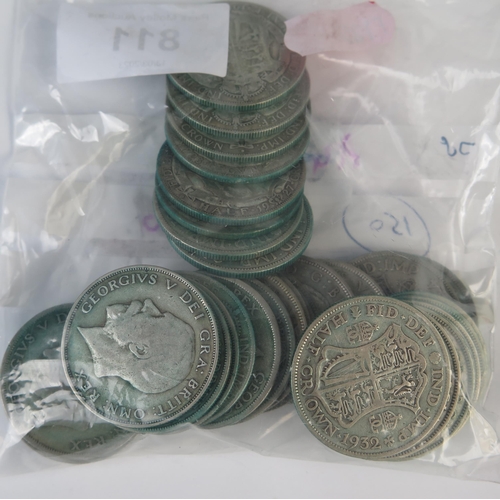 811 - A Selection of .50 Silver Half Crowns, 454g