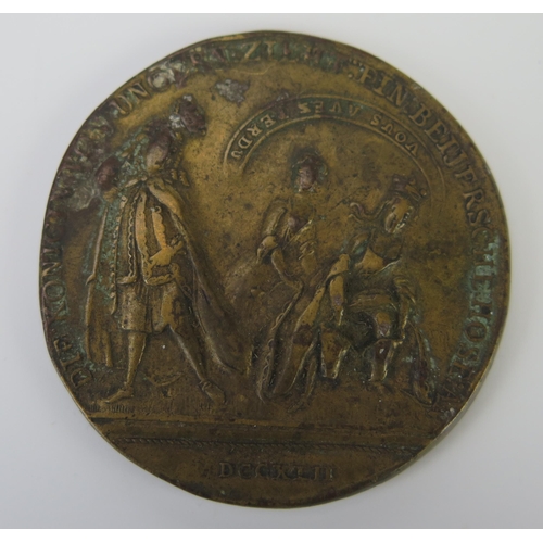 832 - Austria Kingdom of Bohemia Humiliation of Marie-Therese Medallion, 1745, 44mm