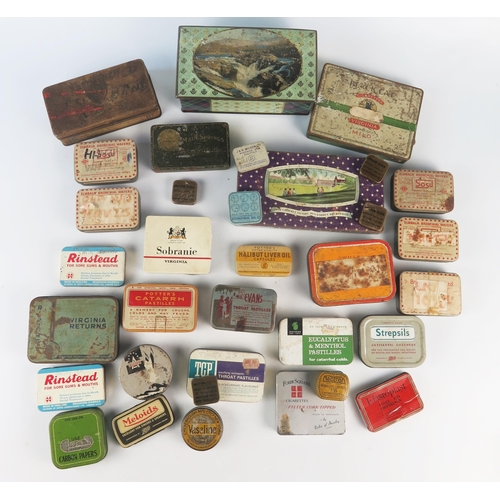 904 - A collection of thirty four assorted advertising tins, including tobacco, medical and others