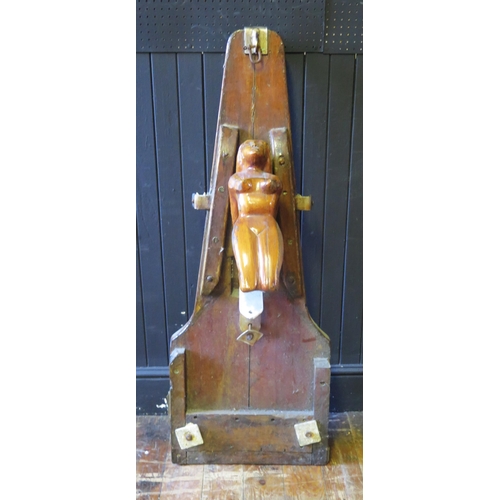 906 - A Ships bowsprit, mounted with a female nude figurehead, overall height 122cm.