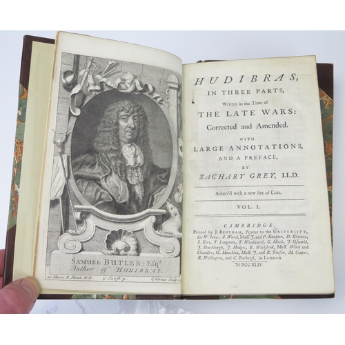 924 - BUTLER, Samuel - Hudibras in three parts, written in the time of the late wars, corrected and amende... 